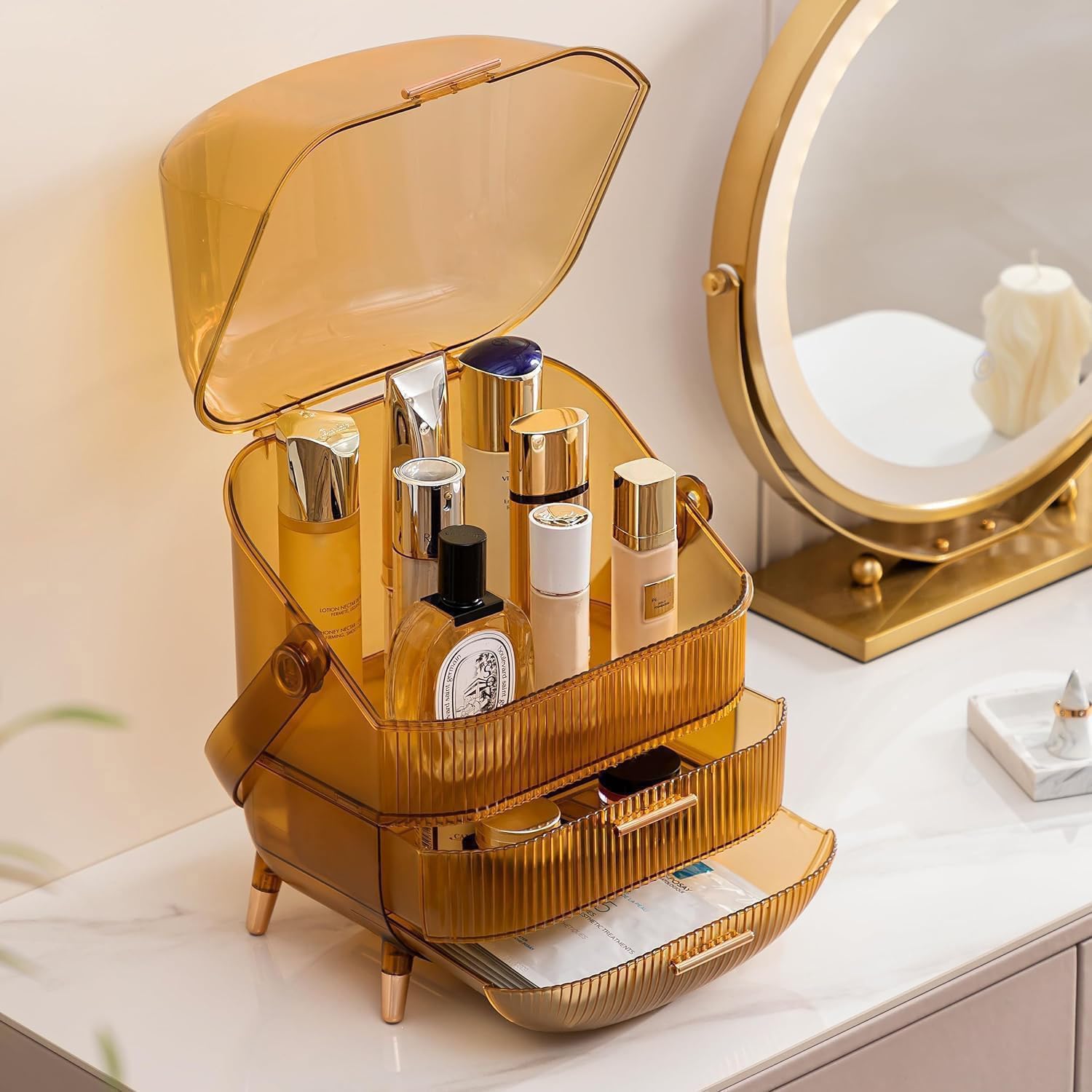 Makeup Organizer with Clear Top