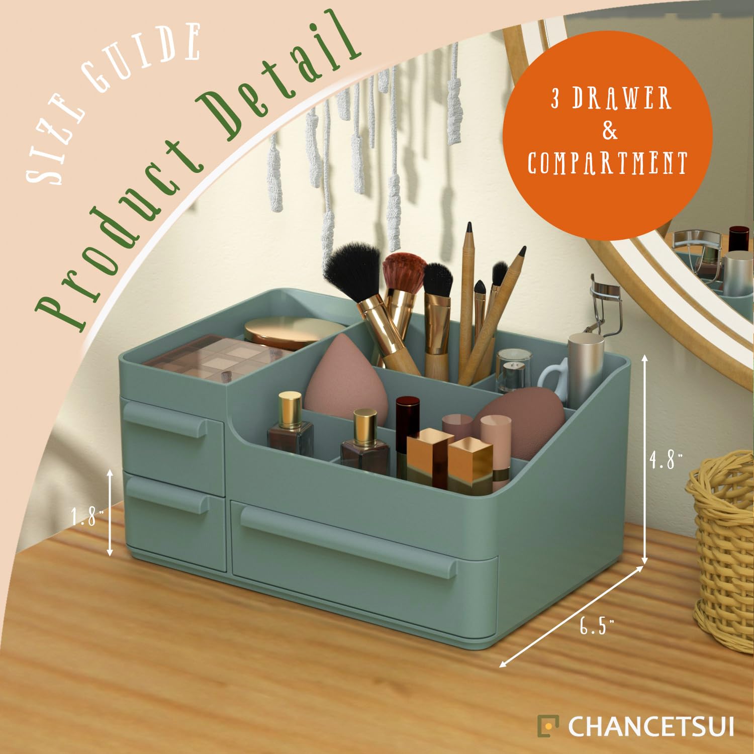 CHANCETSUI Makeup Organizer with Drawer for Vanity