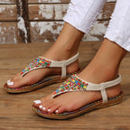 Beaded PU Leather Open Toe Sandals - All In The Bag