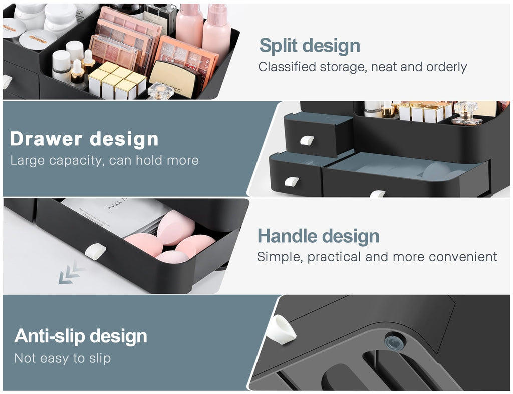 Large Makeup Organizer with Drawers for Vanity or Bathroom