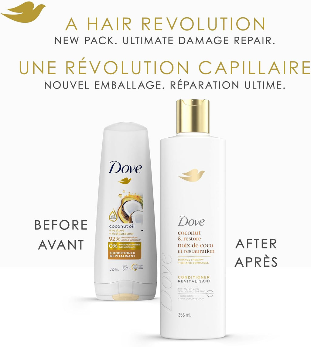 Dove Coconut Restore Set for Damaged Hair, 355 mL (4-Pack)