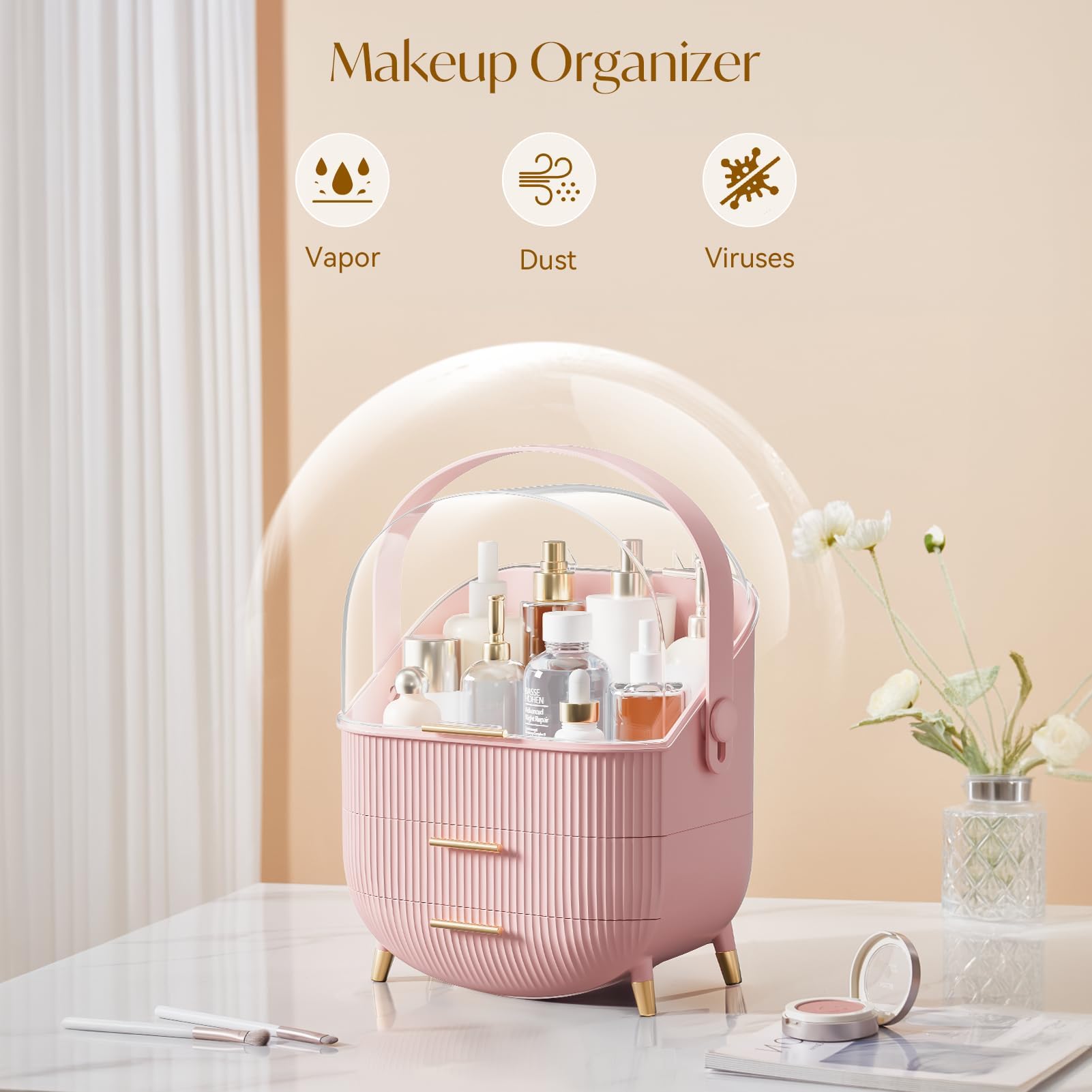 Makeup Organizer with Clear Top
