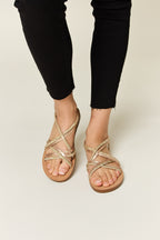 Forever Link Rhinestone Crisscross Flat Sandals - All In The Bag