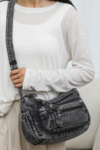Adjustable Strap Denim Crossbody Bag - All In The Bag