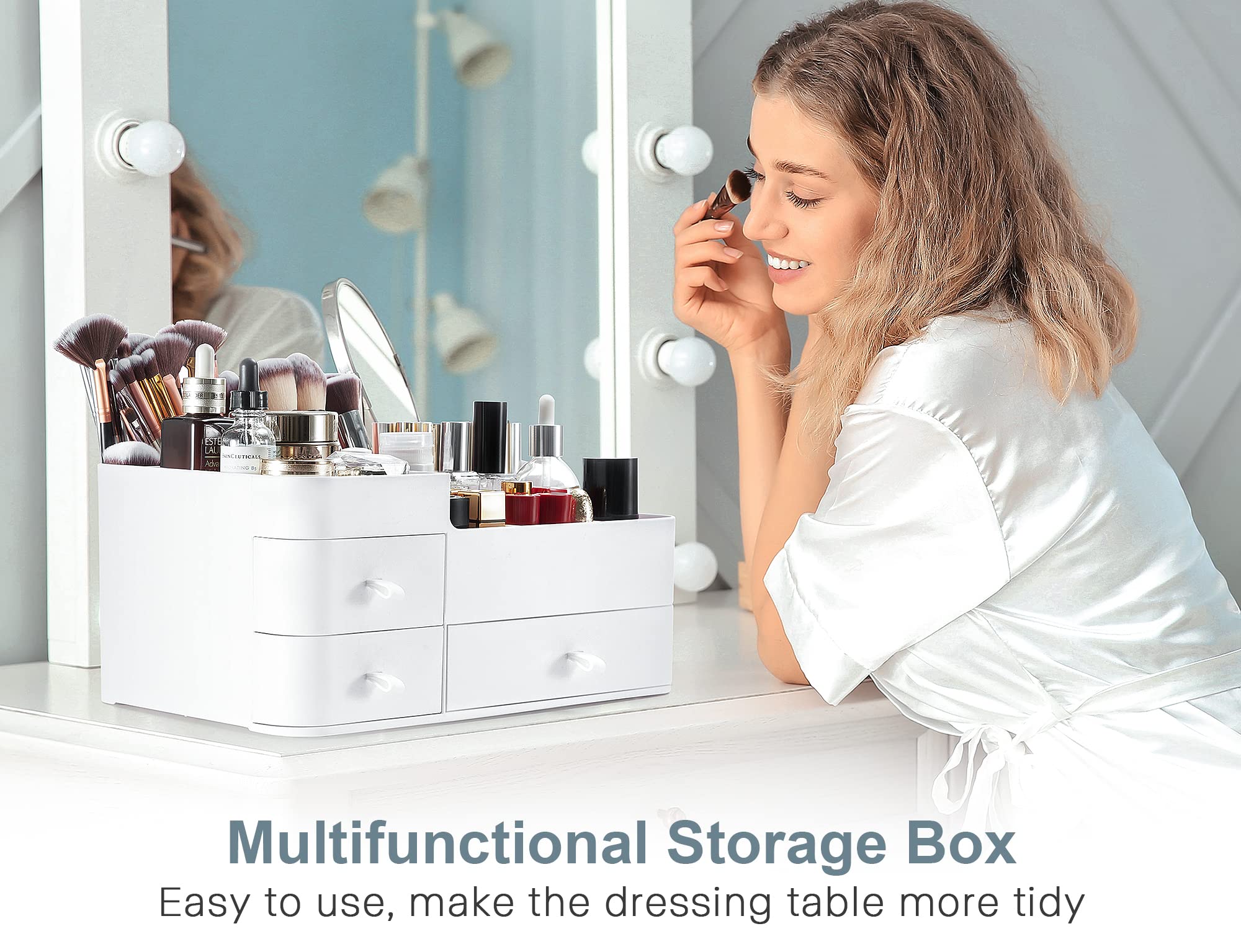 Large Makeup Organizer with Drawers for Vanity or Bathroom