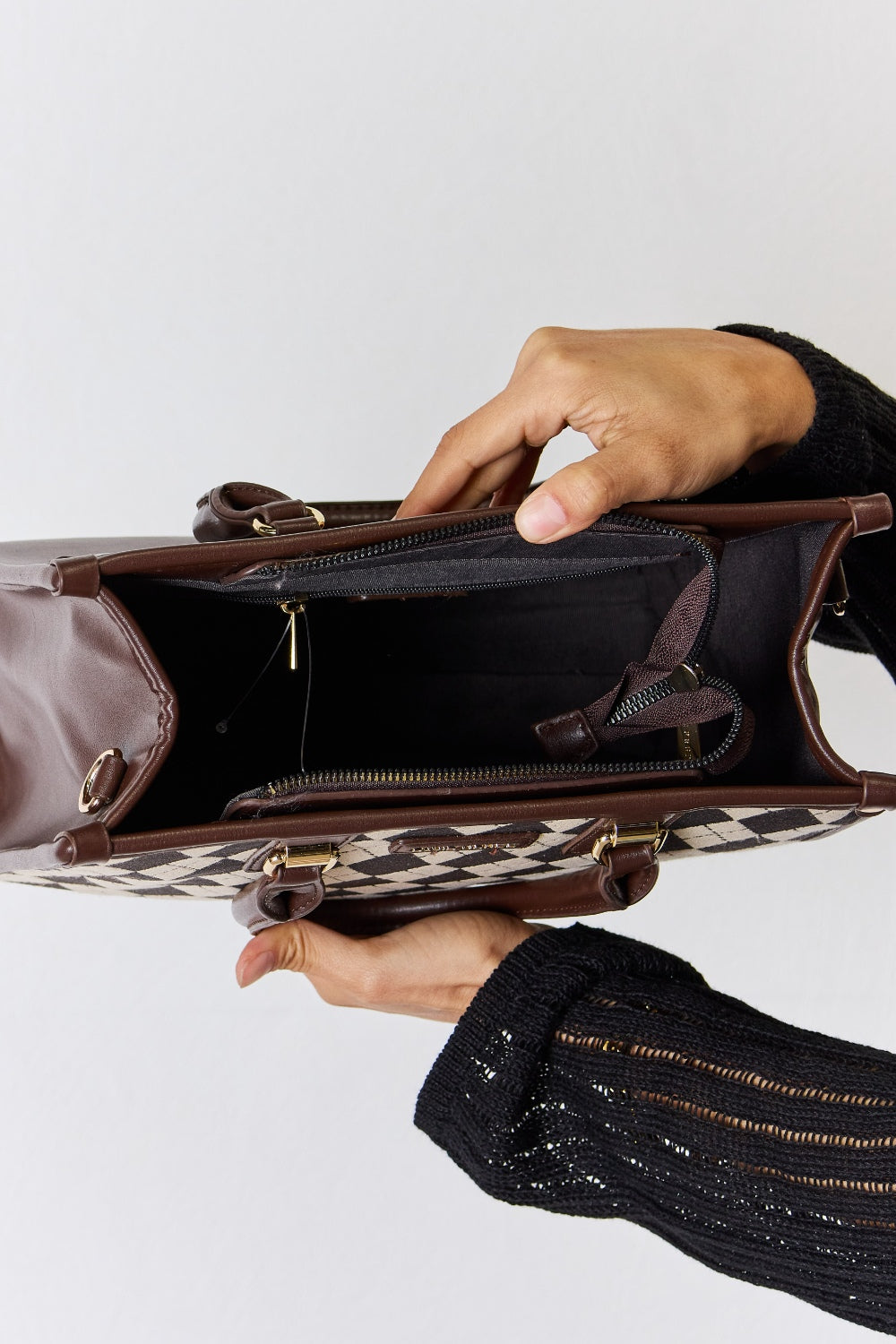 David Jones Argyle Pattern PU Leather Handbag - All In The Bag