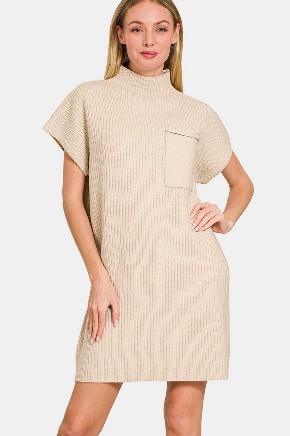Zenana Short Sleeve Sweater Mini Dress - All In The Bag