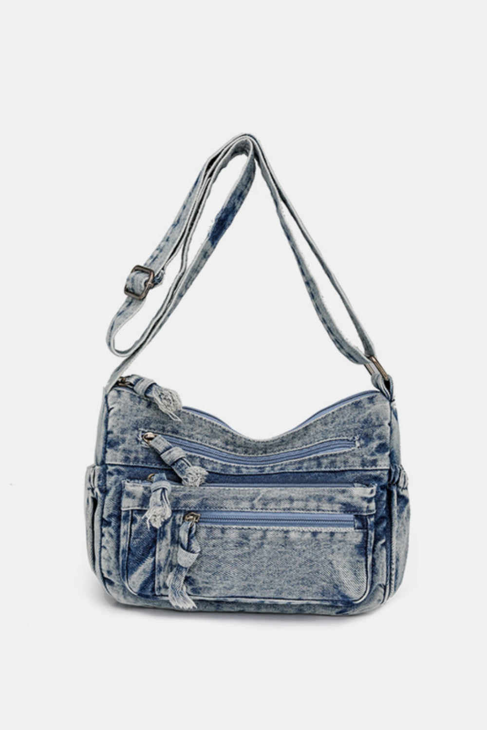 Adjustable Strap Denim Crossbody Bag - All In The Bag