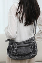 Adjustable Strap Denim Crossbody Bag - All In The Bag