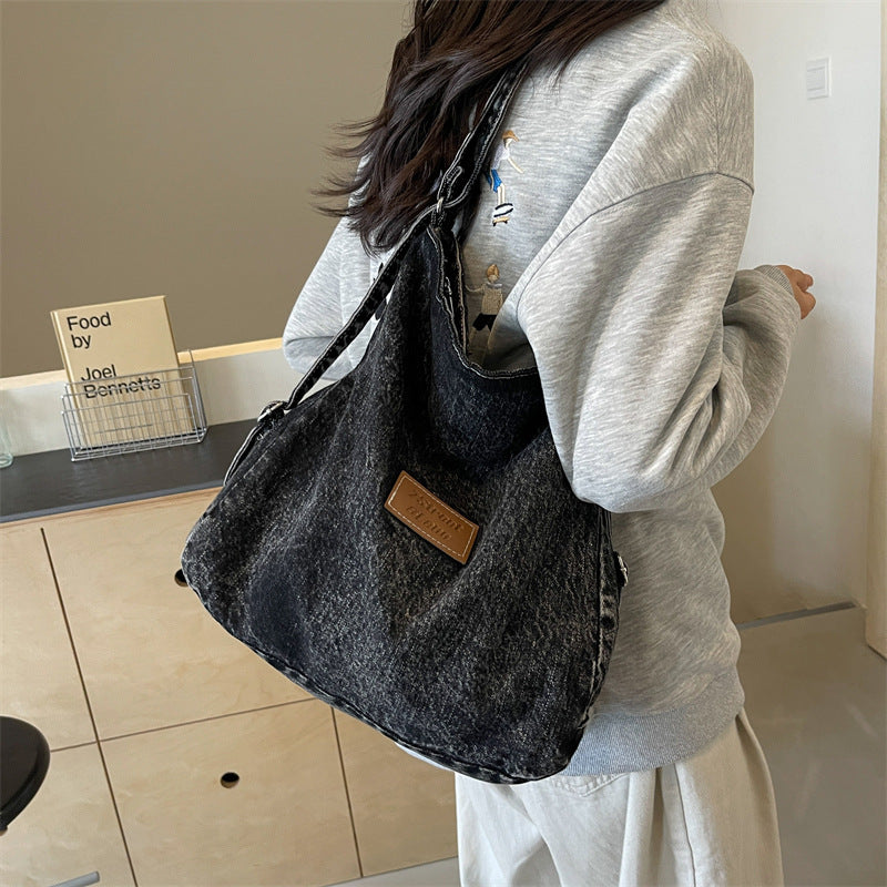Adjustable Strap Denim Shoulder Bag - All In The Bag