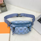 Checkered Adjustable Strap Nylon Crossbody Bag - All In The Bag