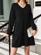 V-Neck Long Sleeve Mini Dress - All In The Bag