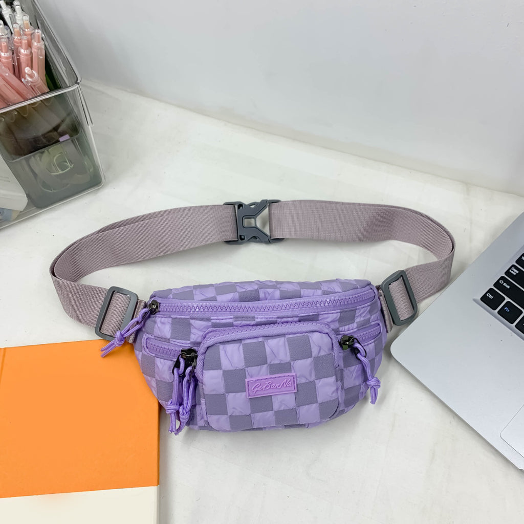 Checkered Adjustable Strap Nylon Crossbody Bag - All In The Bag