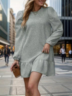 Round Neck Long Sleeve Mini Dress - All In The Bag