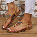 Beaded PU Leather Open Toe Sandals - All In The Bag