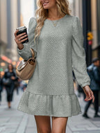 Round Neck Long Sleeve Mini Dress - All In The Bag