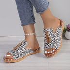 Fringe Leopard Open Toe Sandals - All In The Bag