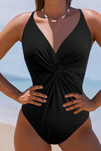 Twisted Crisscross V-Neck One-Piece Swimwear - All In The Bag