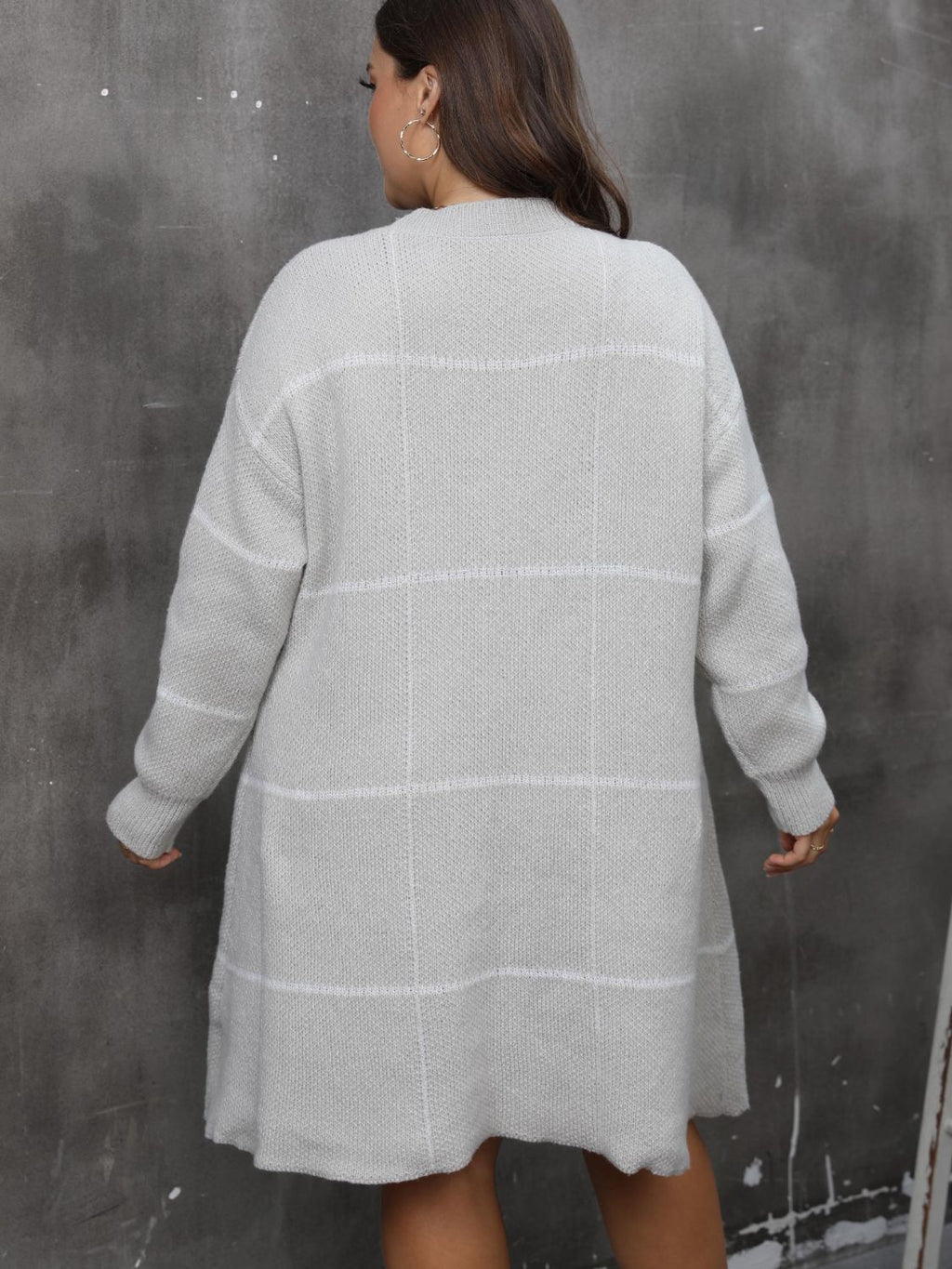 Plus Size Round Neck Long Sleeve Sweater Dress - All In The Bag