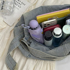 Adjustable Strap Denim Tote Bag - All In The Bag