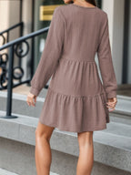 V-Neck Long Sleeve Mini Dress - All In The Bag