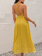 Swiss Dot Backless Sleeveless Maxi Dress - All In The Bag