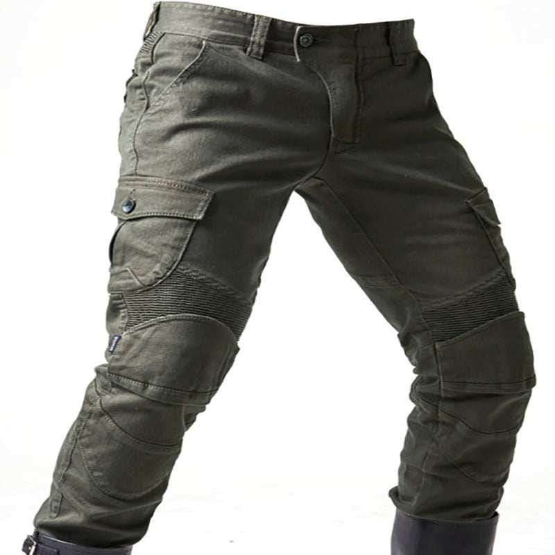 Army green denim jeans with locomotive pad - All In The Bag 