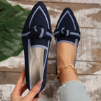 Bow Contrast Trim Point Toe Loafers - All In The Bag