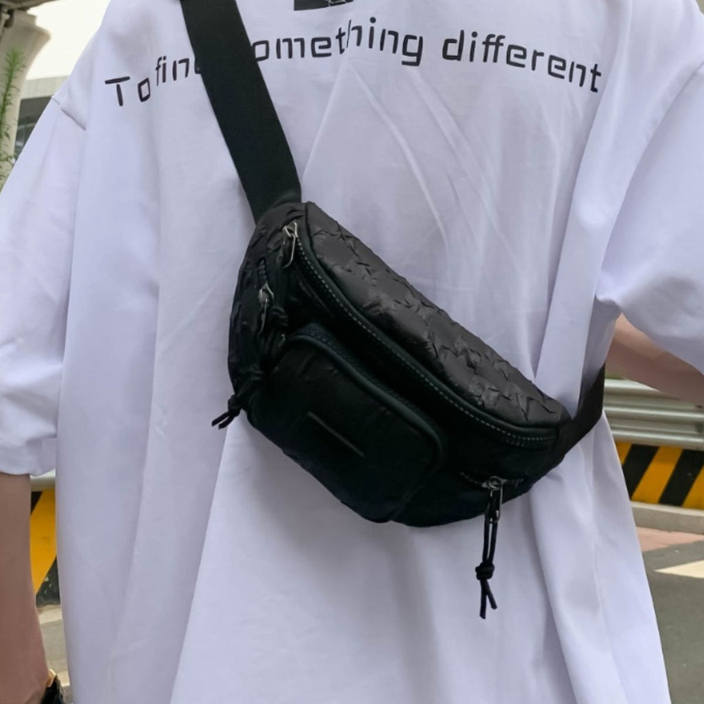 Checkered Adjustable Strap Nylon Crossbody Bag - All In The Bag