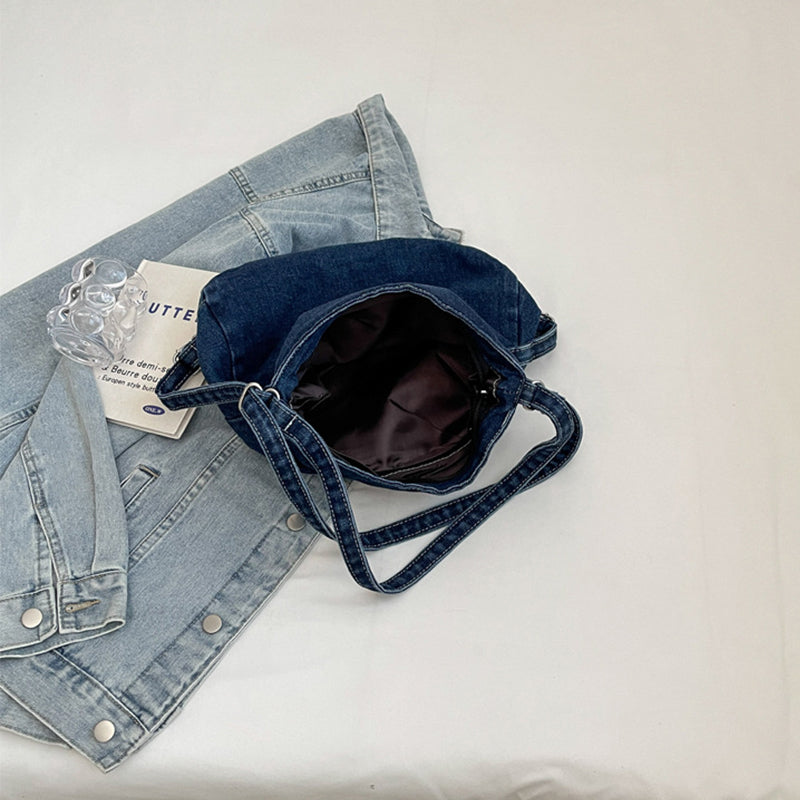 Adjustable Strap Denim Shoulder Bag - All In The Bag