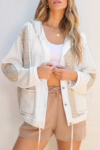 Drawstring Color Block Long Sleeve Jacket - All In The Bag