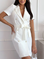 Short Sleeve Tie Waist Mini Dress - All In The Bag