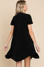 Culture Code Full Size Short Sleeve Ruffled Asymmetric Hem Dress - All In The Bag