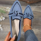 Bow Contrast Trim Point Toe Loafers - All In The Bag
