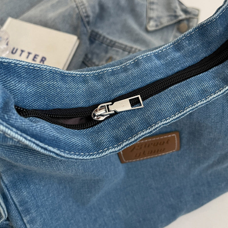 Adjustable Strap Denim Shoulder Bag - All In The Bag