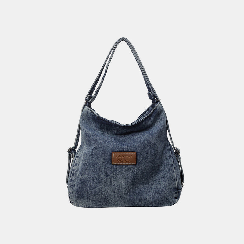 Adjustable Strap Denim Shoulder Bag - All In The Bag