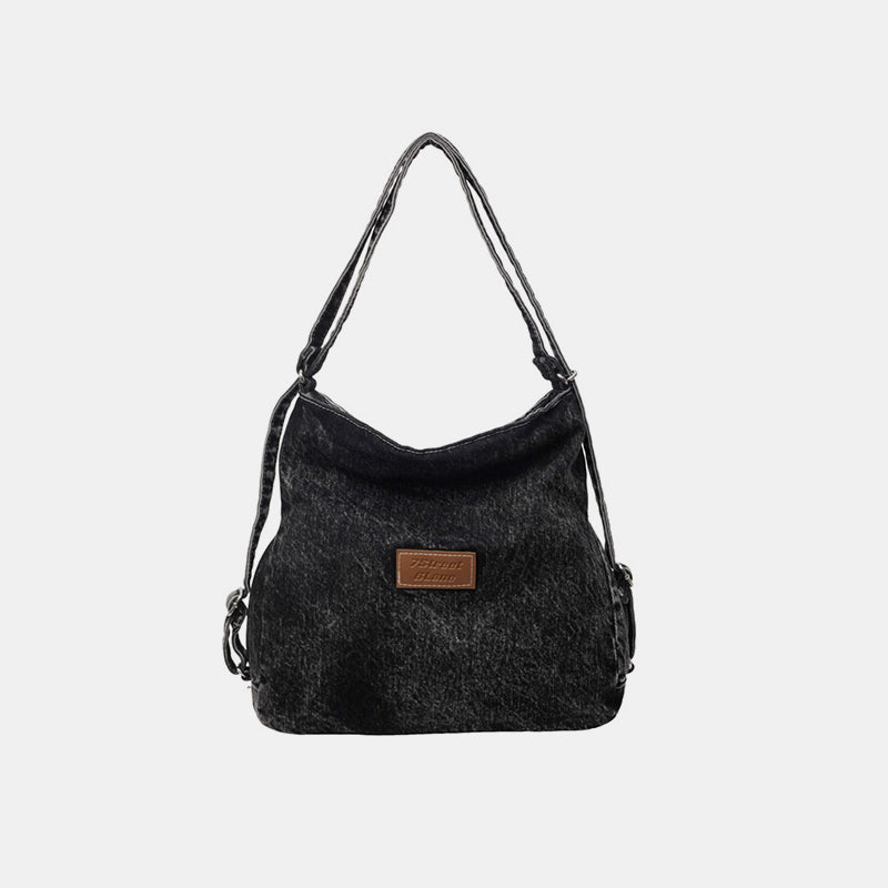 Adjustable Strap Denim Shoulder Bag - All In The Bag