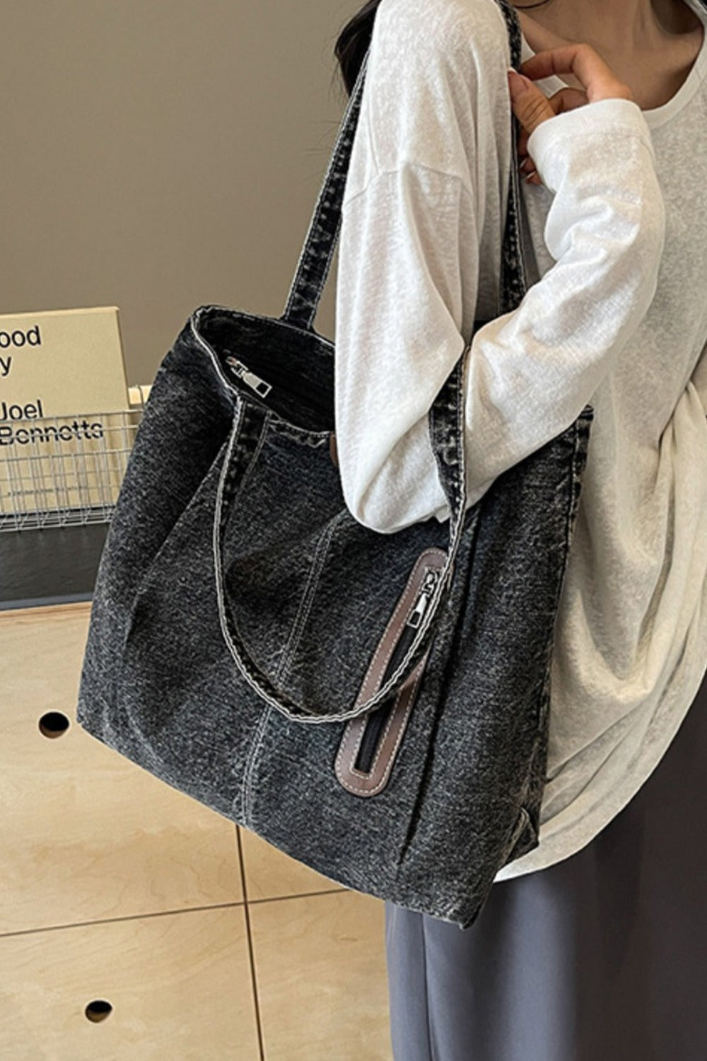 Medium Denim Tote Bag - All In The Bag