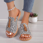 Fringe Leopard Open Toe Sandals - All In The Bag