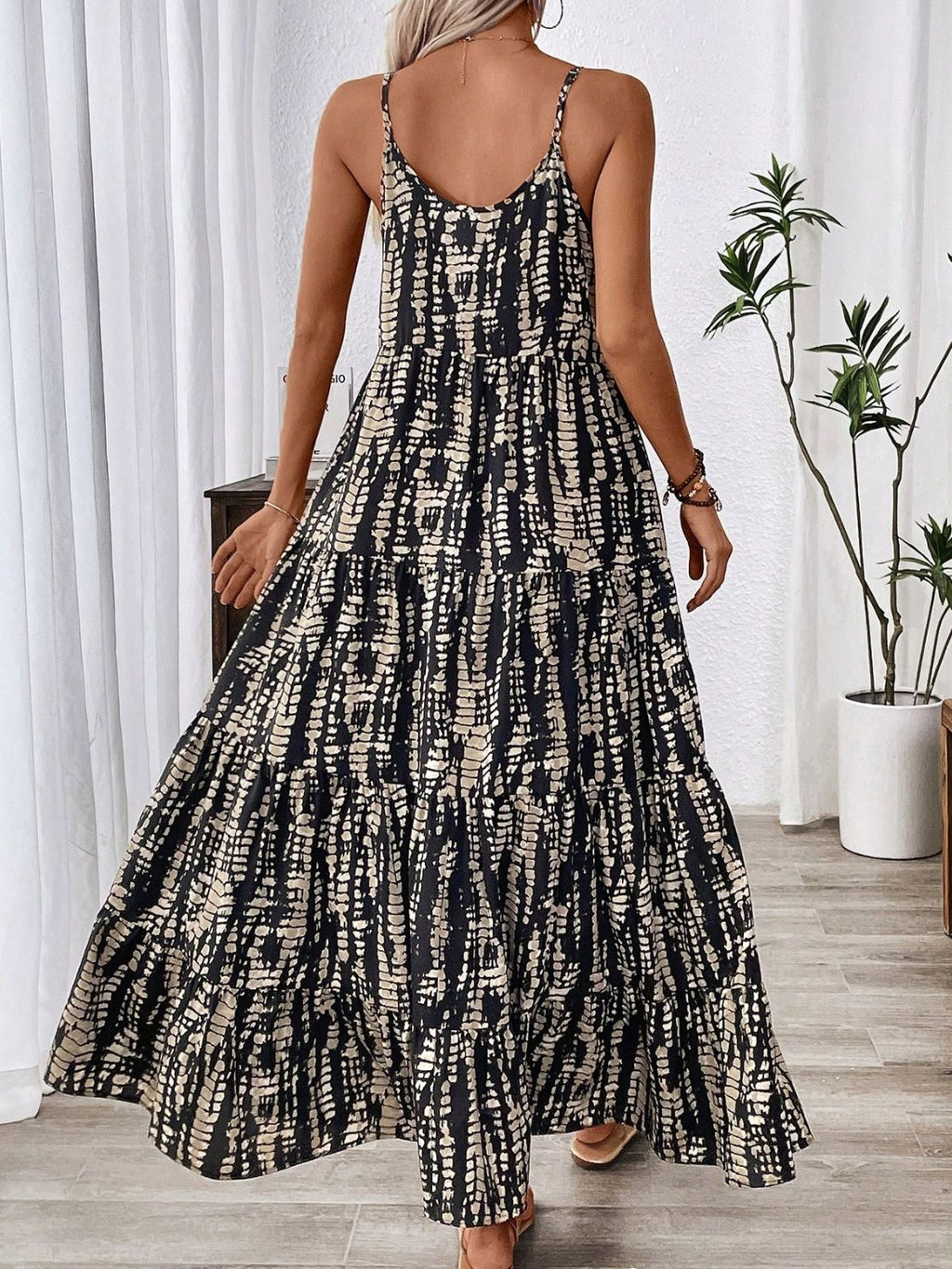 Printed Scoop Neck Maxi Cami Dress - All In The Bag