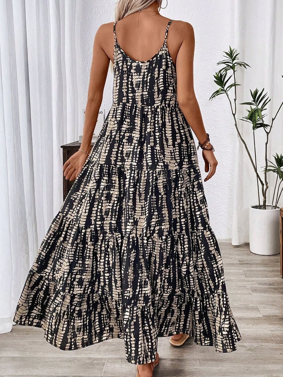 Printed Scoop Neck Maxi Cami Dress - All In The Bag