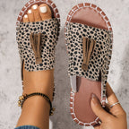 Fringe Leopard Open Toe Sandals - All In The Bag