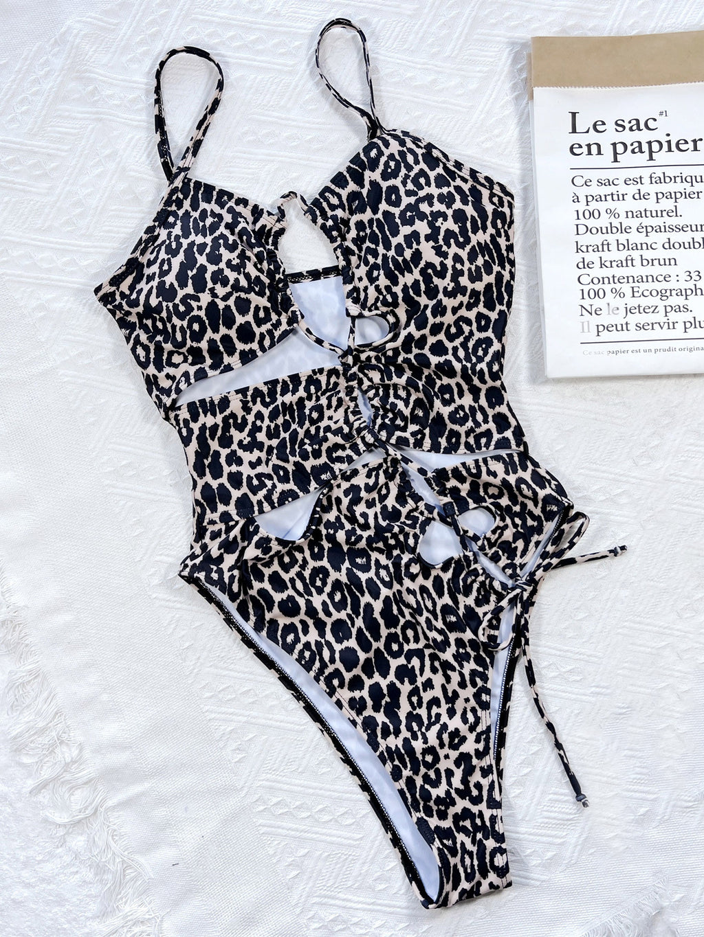 Leopard Cutout Tied One-Piece Swimsuit - All In The Bag