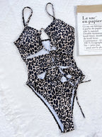 Leopard Cutout Tied One-Piece Swimsuit - All In The Bag