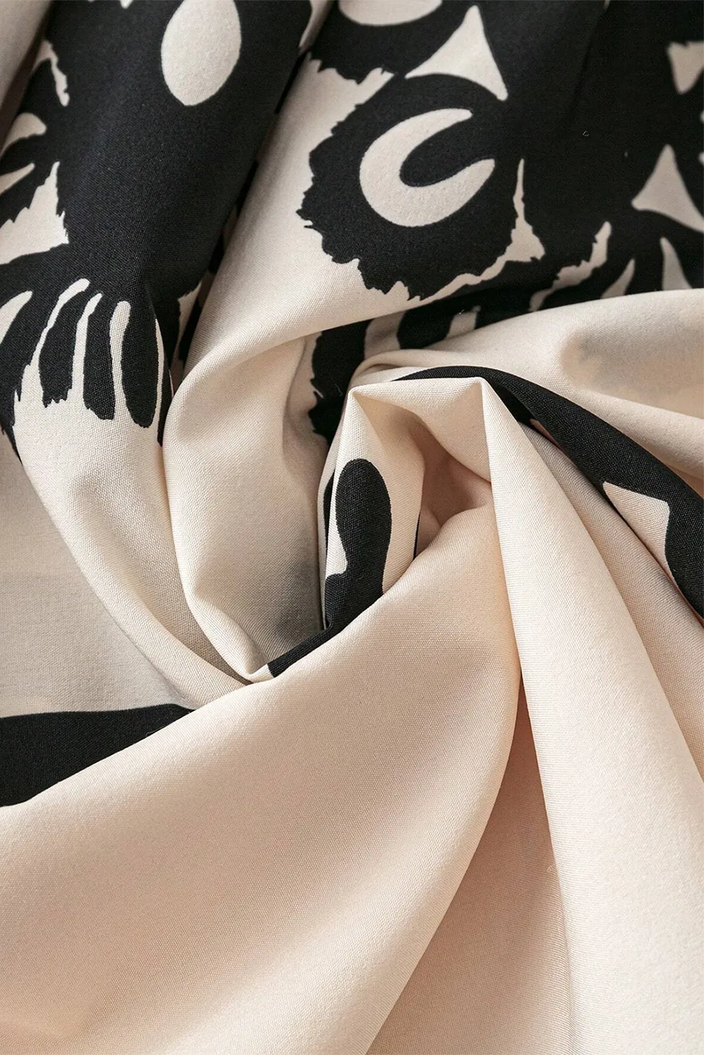 Tassel Printed Three-Quarter Sleeve Mini Dress - All In The Bag