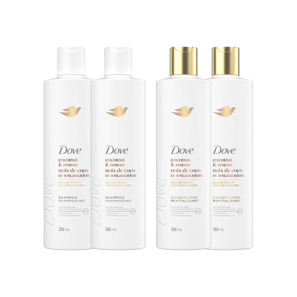 Dove Coconut Restore Set for Damaged Hair, 355 mL (4-Pack)