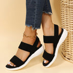 Rubber Open Toe Low Heel Sandals - All In The Bag