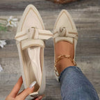 Bow Contrast Trim Point Toe Loafers - All In The Bag