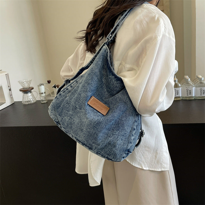 Adjustable Strap Denim Shoulder Bag - All In The Bag