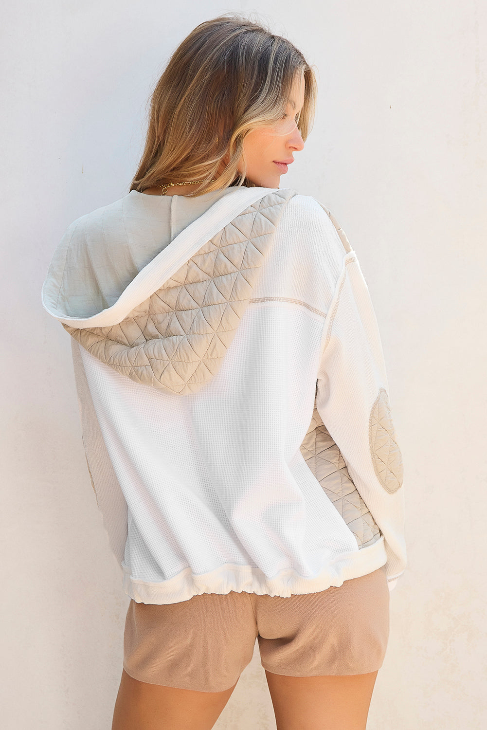 Drawstring Color Block Long Sleeve Jacket - All In The Bag